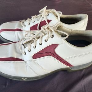 Callaway ERC XWT Two-Tone White Red Leather Golf Shoes Sz 7.5